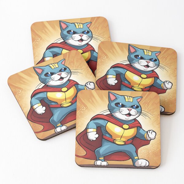 Item preview, cat super hero digital paper designed and sold by pig2u.