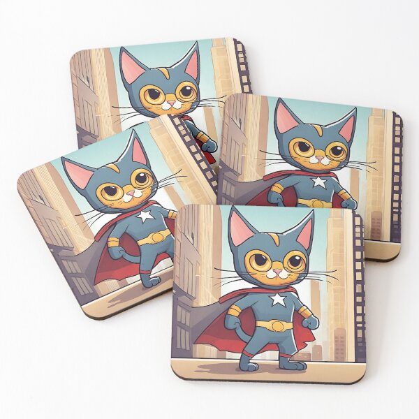 Item preview, cat super hero digital paper designed and sold by pig2u.