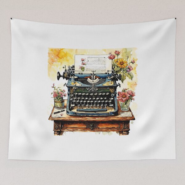 Item preview, Vintage typewrither on a desk designed and sold by Virtuadmin.