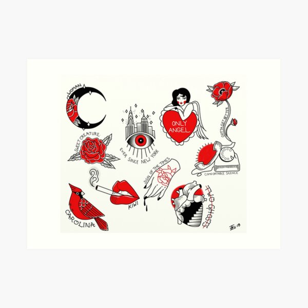 One Direction Tattoo Art Prints Redbubble