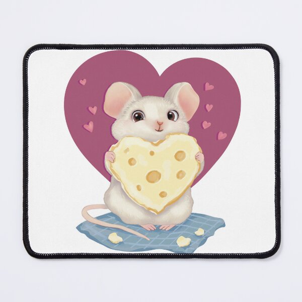 Item preview, Сute mouse holding a heart-shaped piece of cheese designed and sold by tallka.