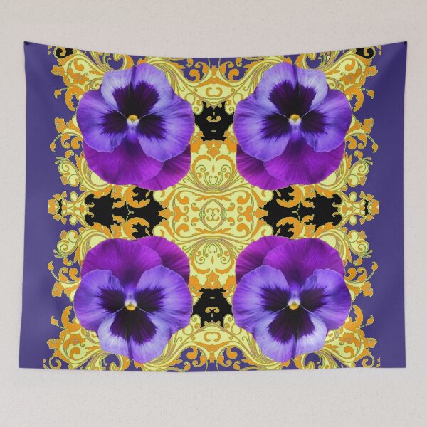 Item preview, PURPLE PANSIES GOLD BROCCAIDE designed and sold by sharlesart.