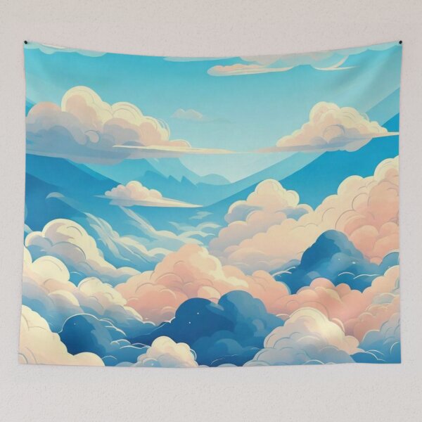 Item preview, Cute Clouds and Blue Sky, Skies of Serenity: A Tranquil Journey through the Vast Expanse of the Heavens designed and sold by NaaEchDesign ⭐⭐⭐⭐⭐.