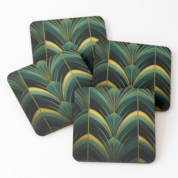 Item preview, Luxurious Aesthetic Vintage Inspired Teal and Gold Leaves Pattern designed and sold by Vic Torys ☆.