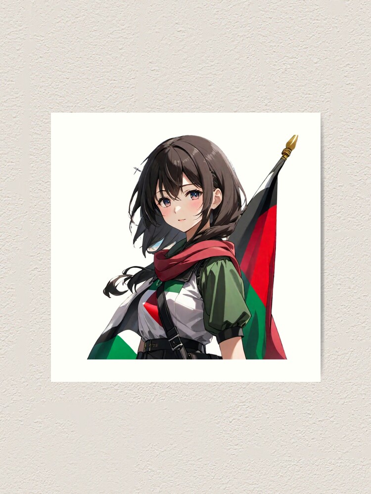 Palestine Flag Anime Girl Art Print for Sale by HQualityClothes