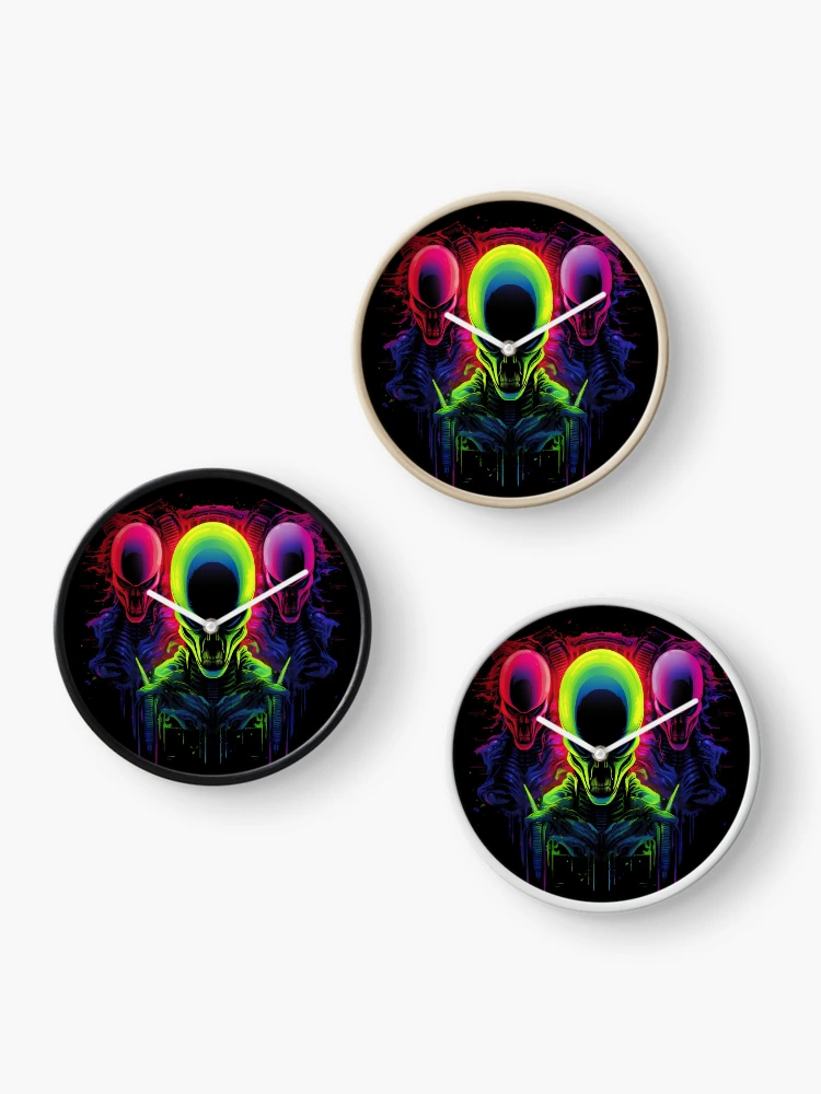 Thumbnail 3 of 4, Clock, Neon Aliens designed and sold by ARTelierDigital.