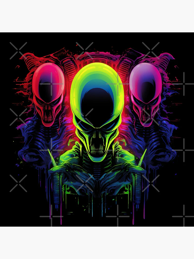 Thumbnail 4 of 4, Clock, Neon Aliens designed and sold by ARTelierDigital.