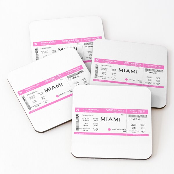 Item preview, Miami Airplane Boarding Pass designed and sold by RoamInk.
