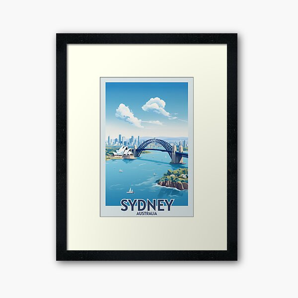 Item preview, Sydney Australia Vintage Travel Poster - Retro Sydney Opera House & Harbour Bridge designed and sold by BrushstrokesA.