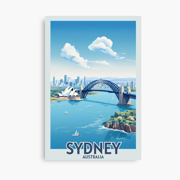 Item preview, Sydney Australia Vintage Travel Poster - Retro Sydney Opera House & Harbour Bridge designed and sold by BrushstrokesA.
