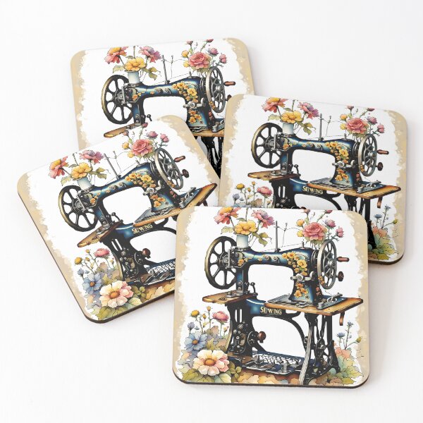 Item preview, Sewing Machine vintage style with flowers designed and sold by Virtuadmin.