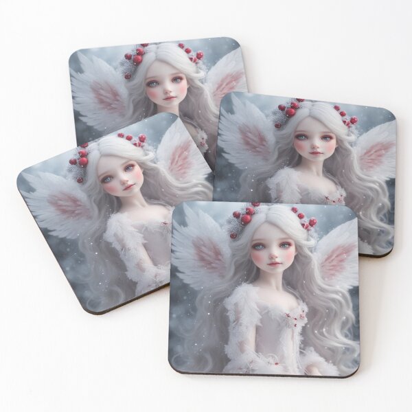 Item preview, Winter white angel with red designed and sold by WaryTales.