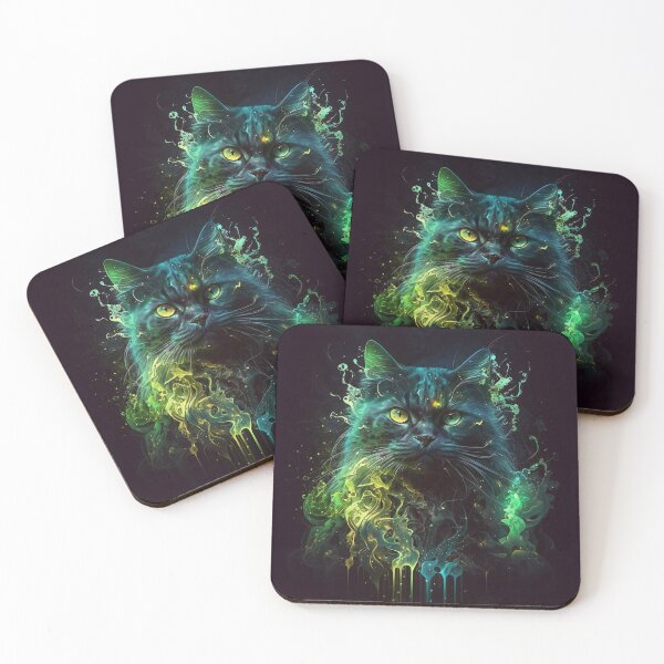 Item preview, Emerald green cat designed and sold by ARTelierDigital.