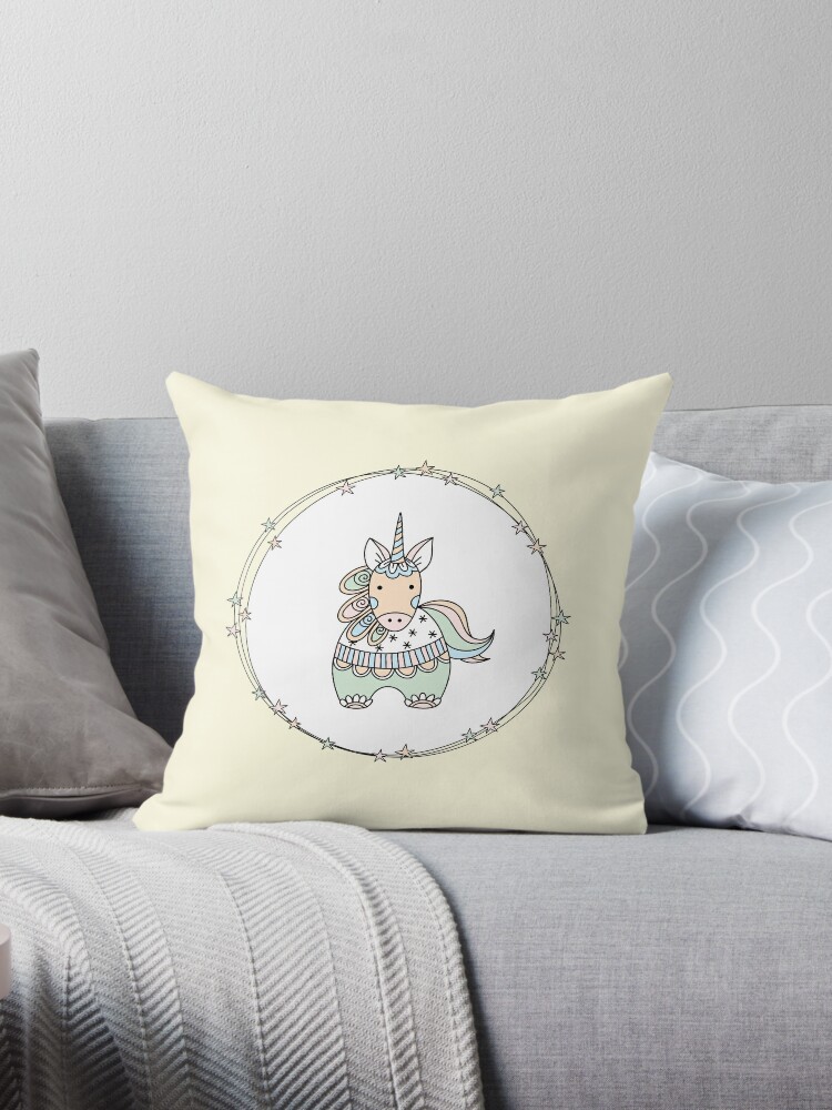 Throw Pillow, Gelati Unicorn designed and sold by Glynnis Owen