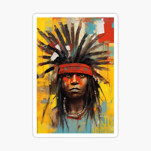 Item preview, Native American Feathered Portrait designed and sold by GiveMeMood.