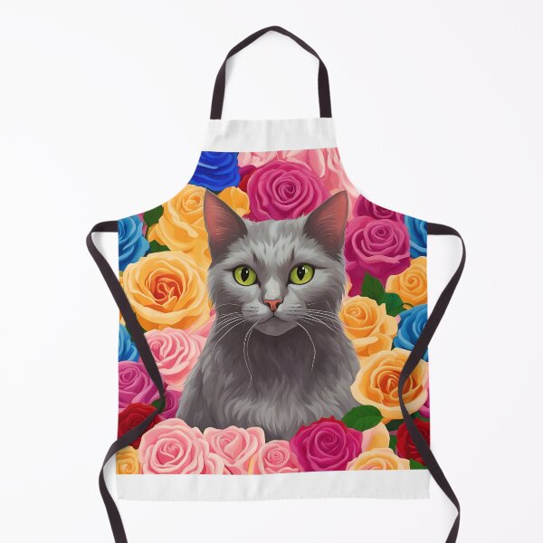 Item preview, Gray Cat with Rainbow Roses Background designed and sold by Shelley Loewnau-Jones Studio.