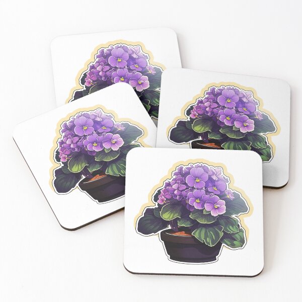 Item preview, Elegant African Violet Plant in Flower Pot Art - Vibrant Botanical Illustration designed and sold by ant-printon.