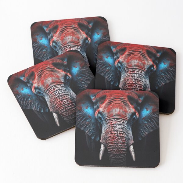 Item preview, Elephant in blue and red designed and sold by ARTelierDigital.