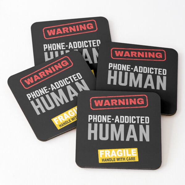 Item preview, Funny Warning Smartphone Addiction Tech Event Reunion Party Phone Obsessed Human Fragile Handle with Care designed and sold by BunBuntheDog-.