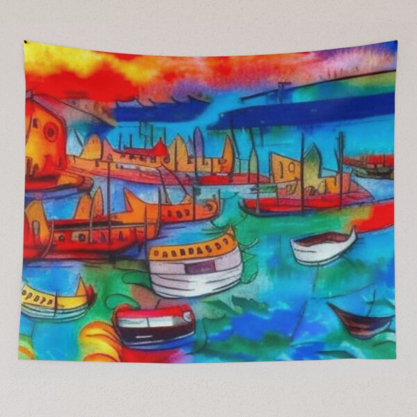 Item preview, Boats on river designed and sold by George Hutton Hunter.