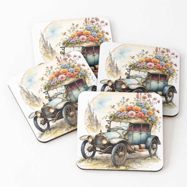 Item preview, Vintage car with flowers  designed and sold by Virtuadmin.