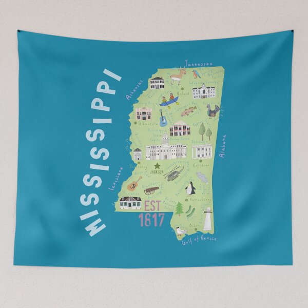 Item preview, Mississippi, United States Illustrated Map By Carla Daly designed and sold by Carla Daly.