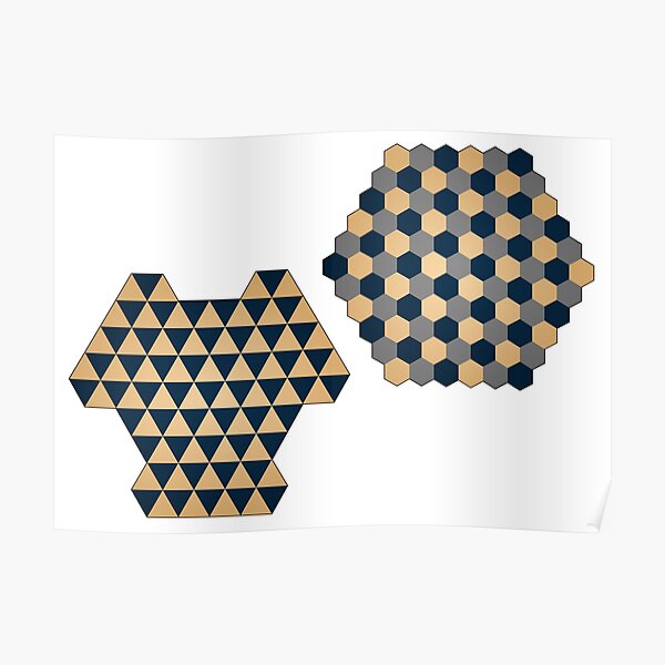 Triangular and Hexagonal Three Player Chess Boards Poster