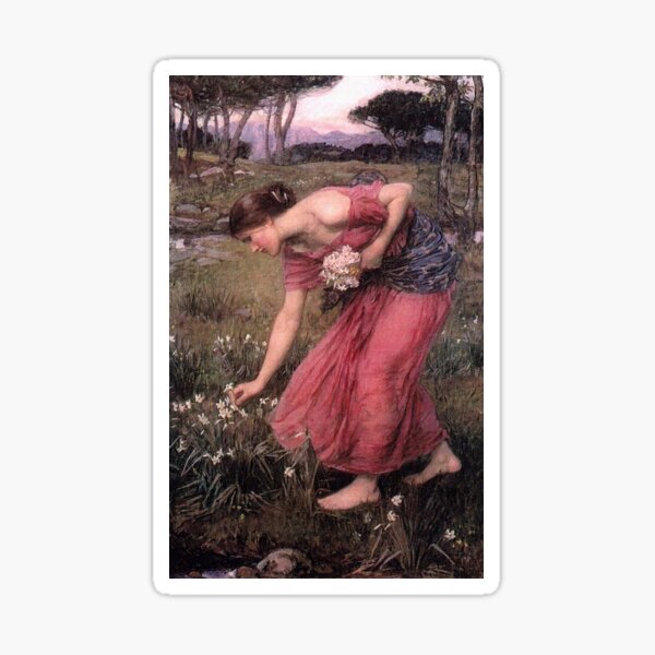 Vintage John William Waterhouse - Narcissus 1912 Fine Art Sticker