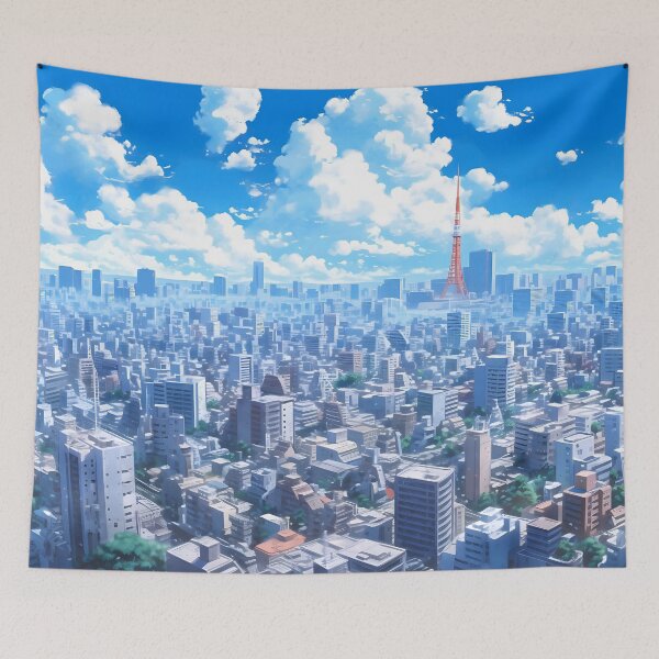 Artikelvorschau, Tokyo City Sykline – Anime Wallpaper entworfen und verkauft von KAIGAME Art.