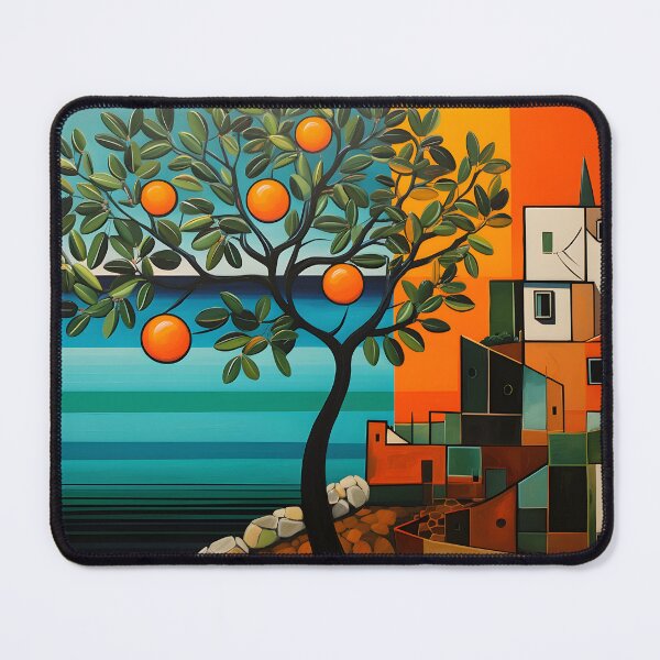 Item preview, Seaside Symphony- Fauvist, Cubist, and Primitivist Dance with the Mediterranean Overlooking Orange Tree designed and sold by OlfactoART Studio.