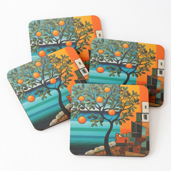 Item preview, Seaside Symphony- Fauvist, Cubist, and Primitivist Dance with the Mediterranean Overlooking Orange Tree designed and sold by OlfactoART Studio.