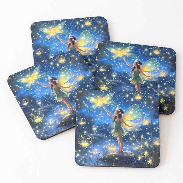 Item preview, Delicate flying fairy with magic wand golden shining wings  designed and sold by aipaint.