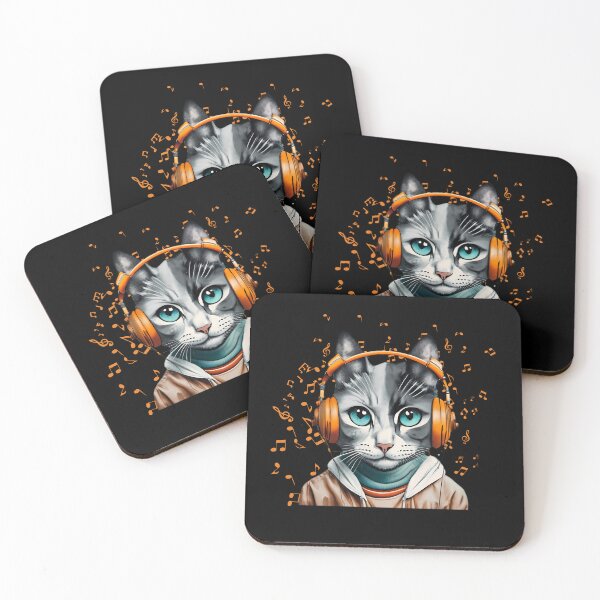 Item preview, Cat slave - Cat listening to music - cat wearing headphones designed and sold by mamacub.