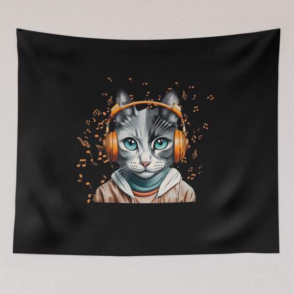Item preview, Cat slave - Cat listening to music - cat wearing headphones designed and sold by mamacub.