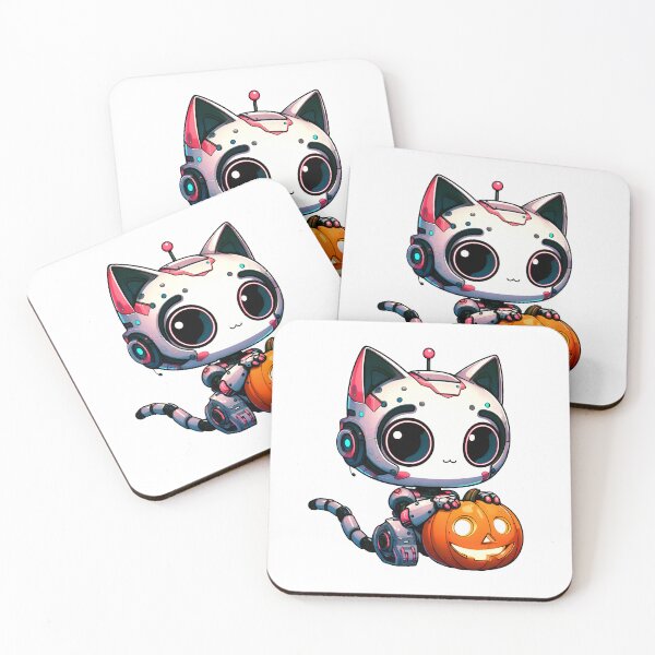Artikelvorschau, Robo-Cat mit Jack-O-Laterne! entworfen und verkauft von kukamatsu.