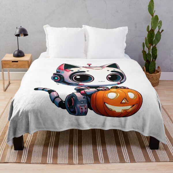 Artikelvorschau, Robo-Cat mit Jack-O-Laterne! entworfen und verkauft von kukamatsu.