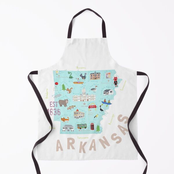 Arkansas, USA State Map By Artist Carla Daly Apron