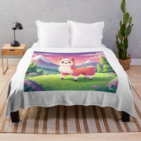Item preview, Cute llama standing against the background of mountains, life of a llama designed and sold by ART-POD-PL.