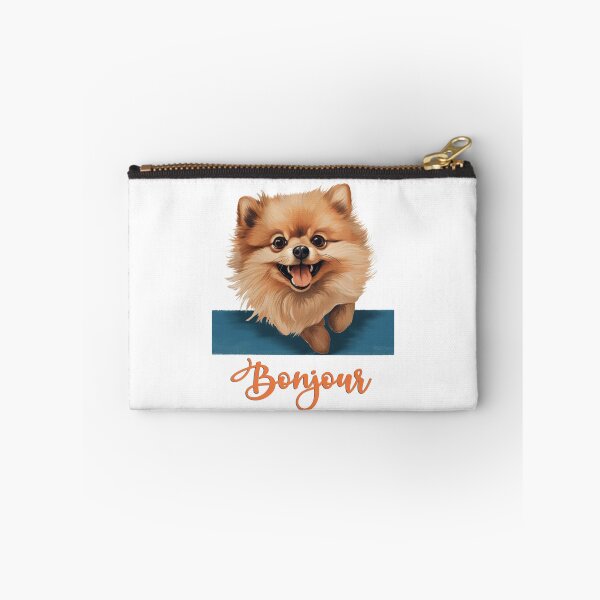 Item preview, Pomeranian Loulou dog or dwarf spitz (Pomeranian), dog head drawing for teeshirt pocket, Hello in French. designed and sold by isaweb.