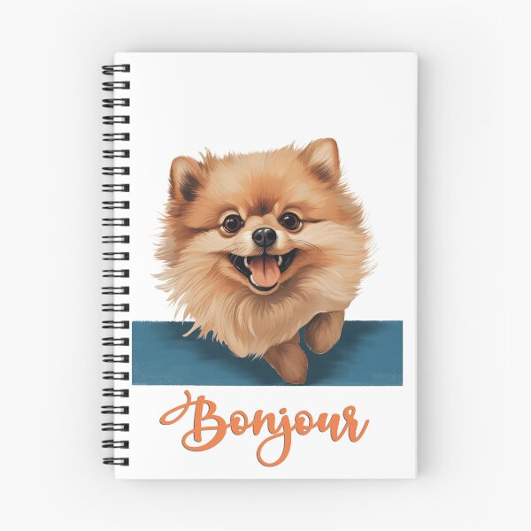 Item preview, Pomeranian Loulou dog or dwarf spitz (Pomeranian), dog head drawing for teeshirt pocket, Hello in French. designed and sold by isaweb.