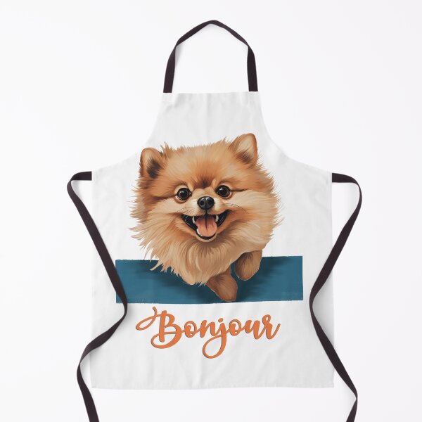 Item preview, Pomeranian Loulou dog or dwarf spitz (Pomeranian), dog head drawing for teeshirt pocket, Hello in French. designed and sold by isaweb.