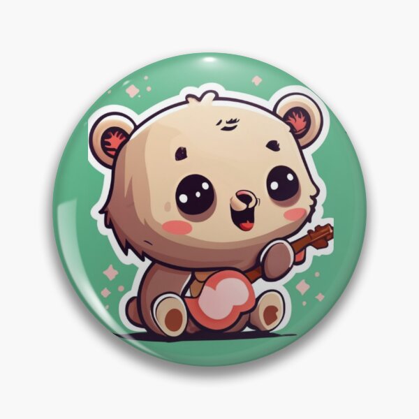 Item preview, Kawaii Cute Bear Pink Playing Guitar designed and sold by FenwickDesign99.
