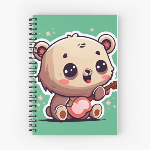 Item preview, Kawaii Cute Bear Pink Playing Guitar designed and sold by FenwickDesign99.