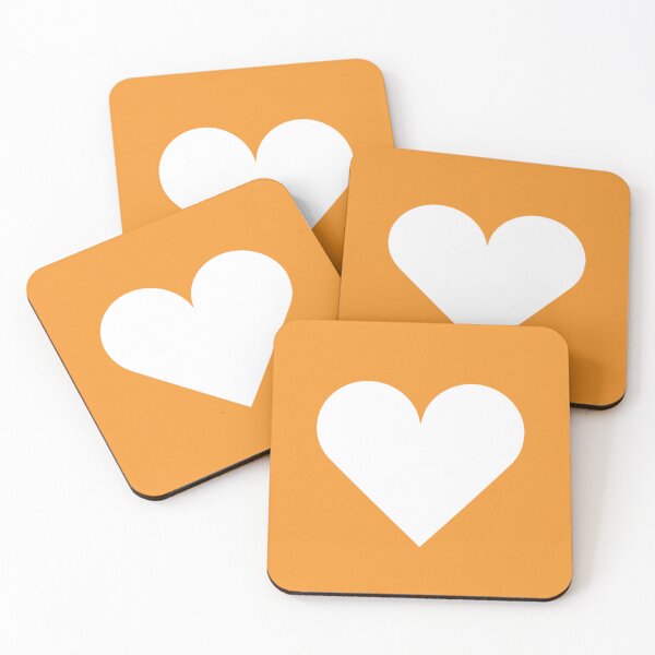 Item preview, Single WHITE LOVE HEART on an ORANGE Background designed and sold by RachelMacht.