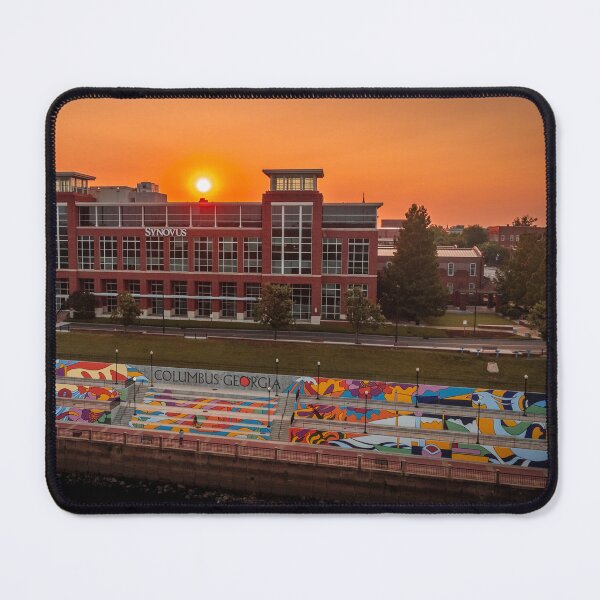 Item preview, Sunrise over Synovus and the Chattahoochee Riverwalk Mural in Columbus Georgia designed and sold by JakeRhodes.