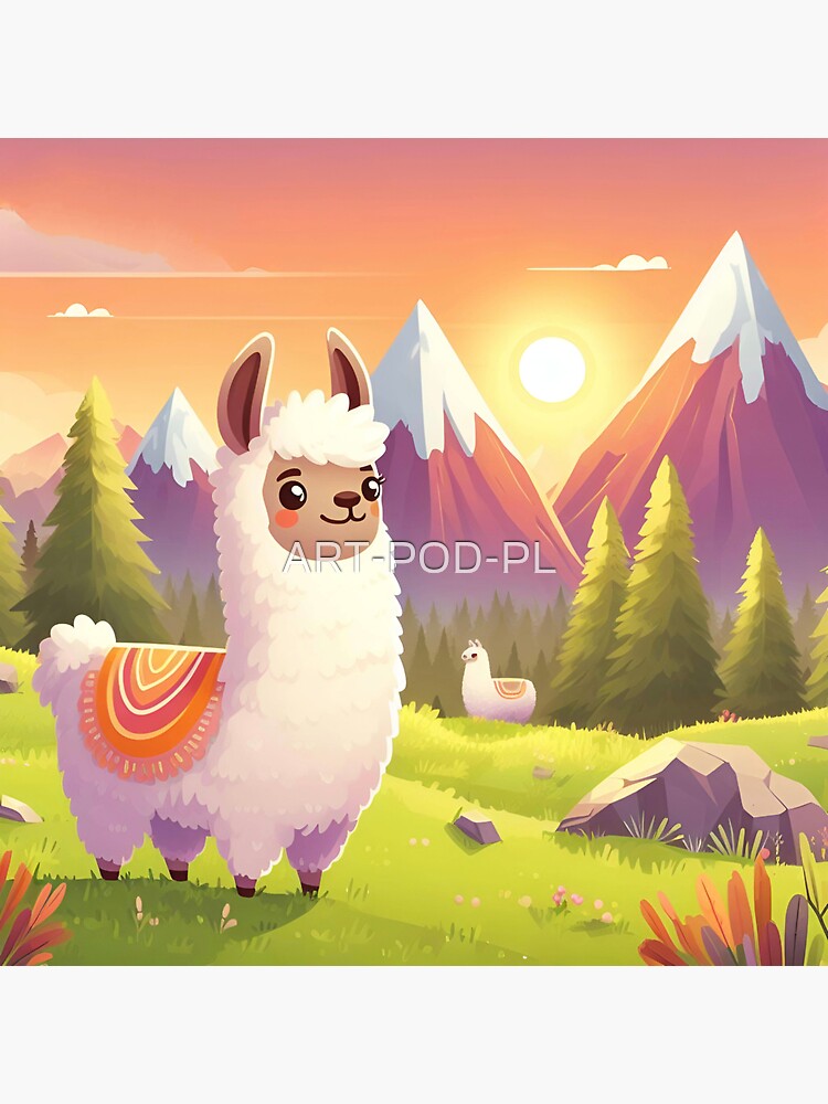 A nice llama, from the life of a llama, a funny llama Sticker for Sale by  ART-POD-PL