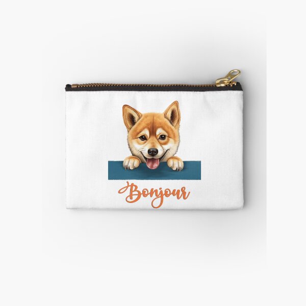 Item preview, Shiba Inu dog (Hatchi), dog head drawing for teeshirt pocket, Hello in French. designed and sold by isaweb.