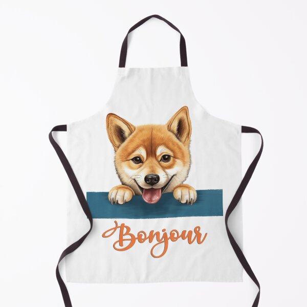 Item preview, Shiba Inu dog (Hatchi), dog head drawing for teeshirt pocket, Hello in French. designed and sold by isaweb.