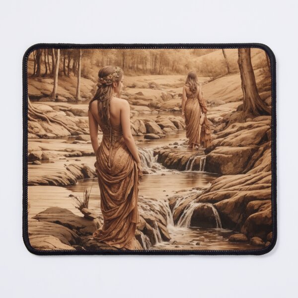 Item preview, 001 Pyrography Wood-burned, Beautiful Women Bathing in a Stream designed and sold by Alexis Art Collection.