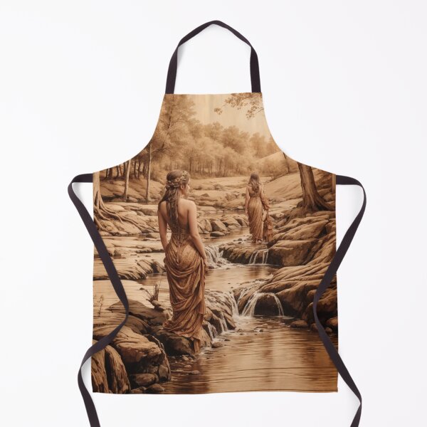 Item preview, 001 Pyrography Wood-burned, Beautiful Women Bathing in a Stream designed and sold by Alexis Art Collection.